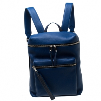 Pre Owned Burberry Blue/Black Leather and Nylon Donny Backpack