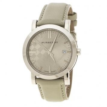 Pre Owned Burberry Grey Stainless Steel Heritage BU1754 Men's Wristwatch 38 mm