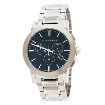 Pre Owned Burberry Black Stainless Steel The City BU9351 Men's Wristwatch 42 mm