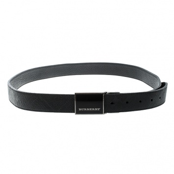 Pre Owned Burberry Black Check Embossed Leather Belt 105cm