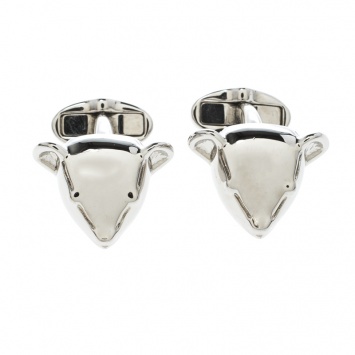Pre Owned Burberry Teddy Bear Head Silver Tone Cufflinks