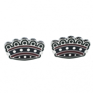 Pre Owned Burberry Novelty Crown Enamel Silver Tone Cufflinks