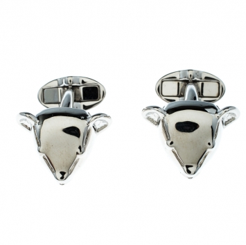 Pre Owned Burberry Teddy Bear Head Silver Tone Cufflinks