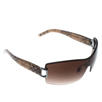 Pre Owned Burberry Brown Gradient B 3043 Shield Sunglasses