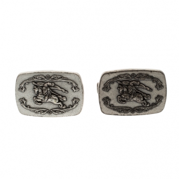 Pre Owned Burberry Knight Logo Silver Tone Cufflinks
