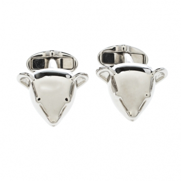 Pre Owned Burberry Teddy Bear Head Silver Tone Cufflinks