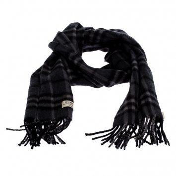Pre Owned Burberry Charcoal Grey Classic Check Cashmere Stole