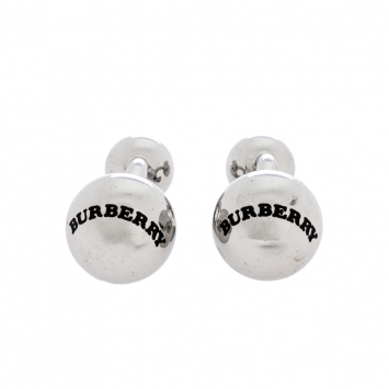 Pre Owned Burberry Silver Tone Sphere Cufflinks