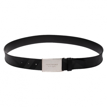 Pre Owned Burberry Black Beat Check PVC George Belt 100CM
