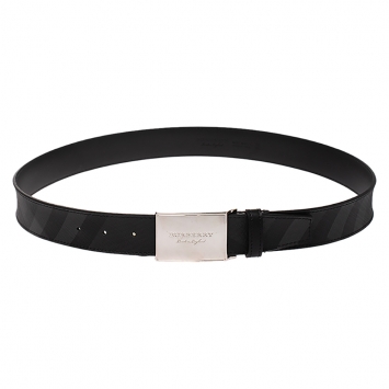 Pre Owned Burberry Black Beat Check PVC George Belt 95CM