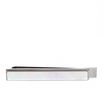 Pre Owned Burberry Mother of Pearl Inlay Silver Tone Tie Bar Clip