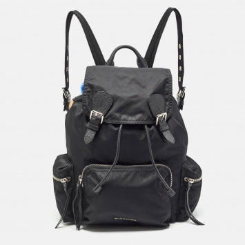 Pre Owned Burberry Black Nylon Drawstring Backpack 