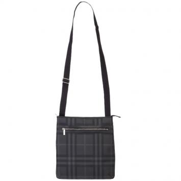 Pre Owned Burberry Black/Grey Check PVC Messenger Bag