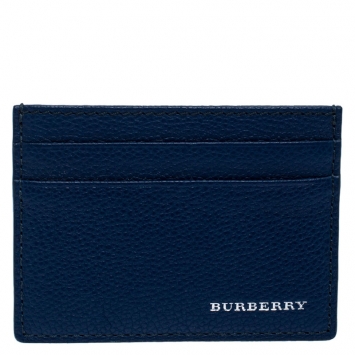 Pre Owned Burberry Blue Leather Sandon Card Holder