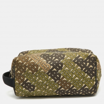 Pre Owned Burberry Black/Multicolor TB Nylon Pouch