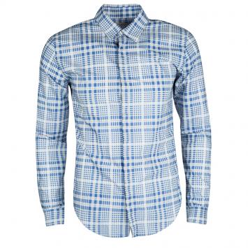Pre Owned Burberry London Blue Plaid Checked Cotton Long Sleeve Shirt M