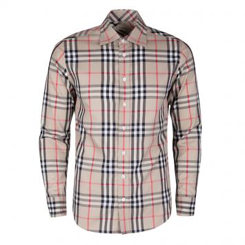 Pre Owned Burberry London Beige Nova Check Cotton Long Sleeve Button Front Shirt S