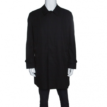 Pre Owned Burberry London Black Gabardine Car Coat 3XL