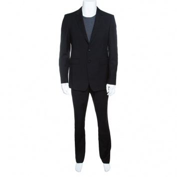 Pre Owned Burberry London Black Wool Tailored Suit L