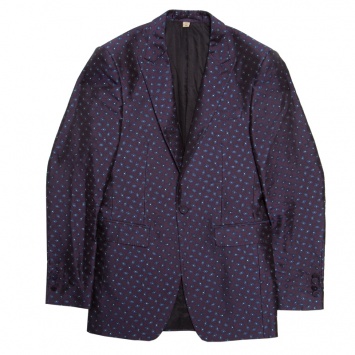 Pre Owned Burberry London Purple Silk Brocade Tailored Blazer XS