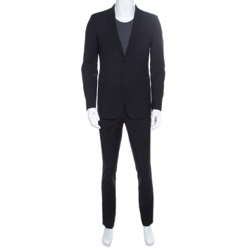 Pre Owned Burberry London Navy Blue Wool Tailored Suit M