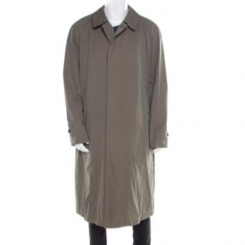 مملوكة مسبقًا Burberry Chalk Green Cotton Brighton Extra Long Trench Coat 4XL