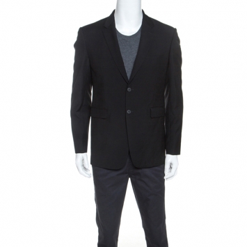 Pre Owned Burberry Black Wool Two Buttoned Blazer L