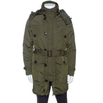 Pre Owned Burberry Military Green Quilted Double Layered Jacket M