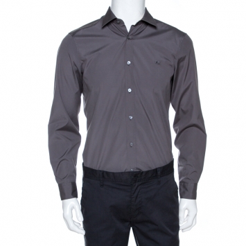 Pre Owned Burberry Brit Grey Stretch Cotton Long Sleeve Shirt M