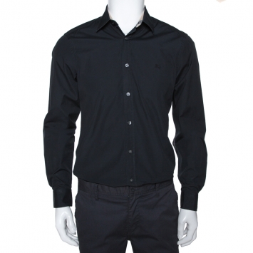 Pre Owned Burberry Brit Black Cotton Henry Long Sleeve Shirt M