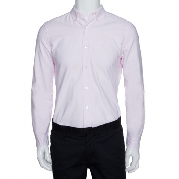 Pre Owned Burberry Brit Light Pink Cotton Button Down Long Sleeve Shirt M