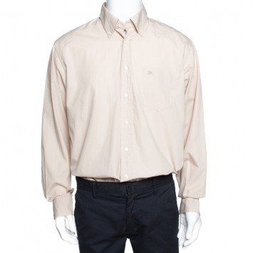 Pre Owned Burberry Beige Cotton Button Down Long Sleeve Shirt XL