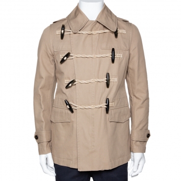 Pre Owned Burberry Beige Cotton Double Breasted Toggle Duffle Coat S