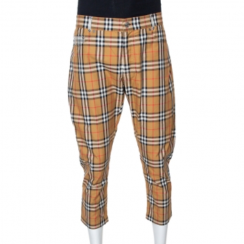 Pre Owned Burberry x Vivienne Westwood Beige Nova Check Zip Detail Trousers 3XL