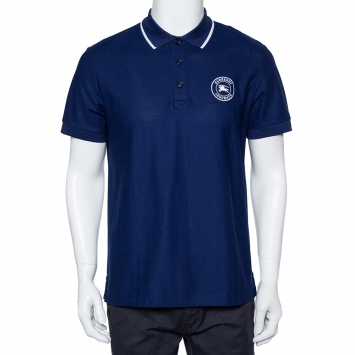 مملوكة مسبقًا Burberry Navy Blue Cotton Pique Moreton Polo T-Shirt M