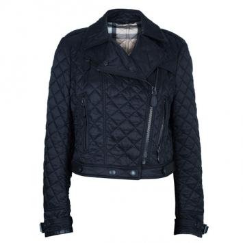 Pre Owned Burberry Quilted Biker Jacket M