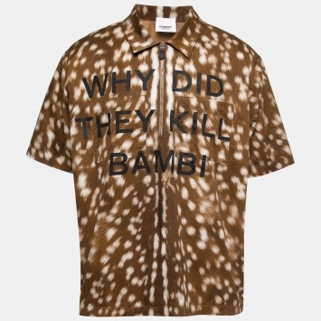 Pre Owned Burberry Brown Why Did They Kill Bambi Print Cotton Shirt XL