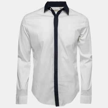 Pre Owned Burberry London White Cotton Contrast Collar Detail Southbrooke Shirt M