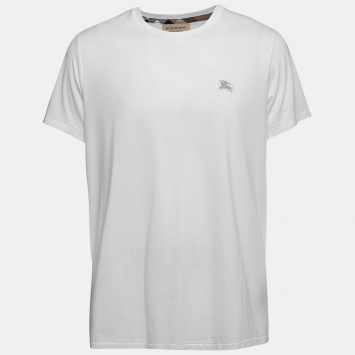 Pre Owned Burberry White Cotton Crewneck T-Shirt XL