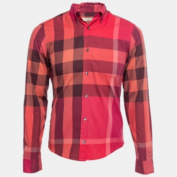 مملوكة مسبقًا Burberry Brit Red Checked Cotton Button Down Shirt S