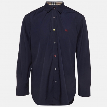 مملوكة مسبقًا Burberry Navy Blue Cotton Long Sleeve Shirt XXL