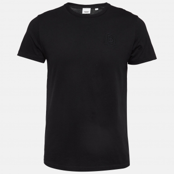 Pre Owned Burberry Black Cotton Knit Crew Neck Tshirt M