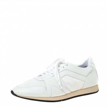 مملوكة مسبقًا Burberry White Leather and Mesh Fields Sneakers Size 40