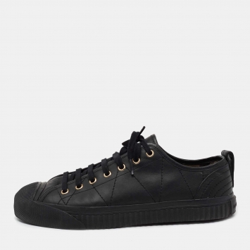 مملوكة مسبقًا Burberry Black Perforated Leather Albert Low Top Sneakers Size 43