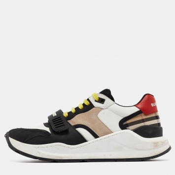 Pre Owned Burberry  Multicolor Suede and Fabric Velcro Low Top Sneakers Size 43