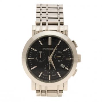 Pre Owned Burberry Blue Stainless Steel Heritage Chronograph BU1360 Men's Wristwatch 40 mm