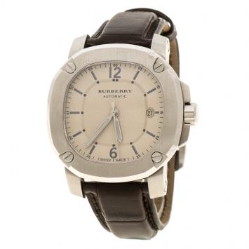 Pre Owned Burberry Beige Stainless Steel The Britain BBY1201 Men's Wristwatch 41 mm