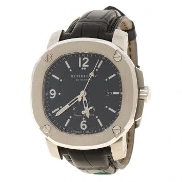 Pre Owned Burberry Black Stainless Steel The Britain BBY1002 Men's Wristwatch 45 mm