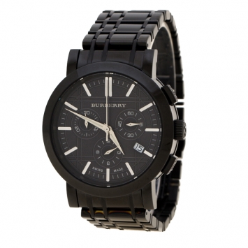 Pre Owned Burberry Black PVD coated Stainless Steel Heritage BU1373 Men's Wristwatch 40 mm
