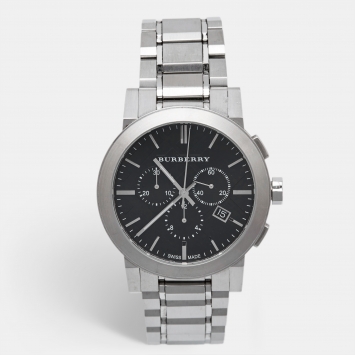 Pre Owned Burberry Black Stainless Steel The City BU3951 Men's Wristwatch 42 mm